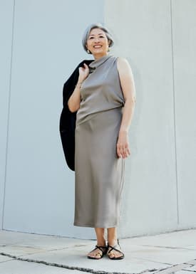 Arii Elastic Satin Bias Cut Midaxi Skirt