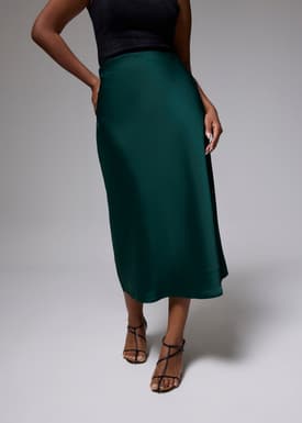Arii Elastic Satin Bias Cut Midaxi Skirt