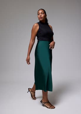 Arii Elastic Satin Bias Cut Midaxi Skirt