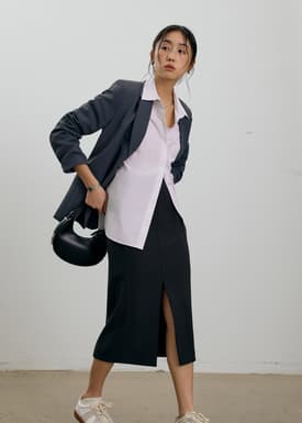 Vera Elastic Reversible Panelled Midi Skirt
