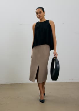 Vera Elastic Reversible Panelled Midi Skirt