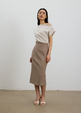 Vera Elastic Reversible Panelled Midi Skirt