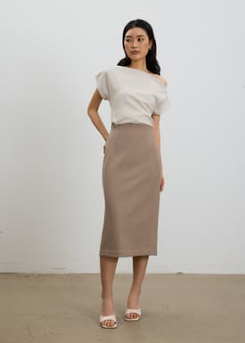 Vera Elastic Reversible Panelled Midi Skirt