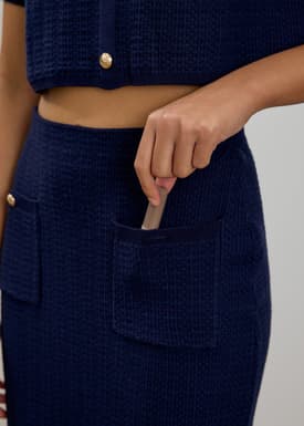 Yoko Elastic Textured Knit Midi Skirt