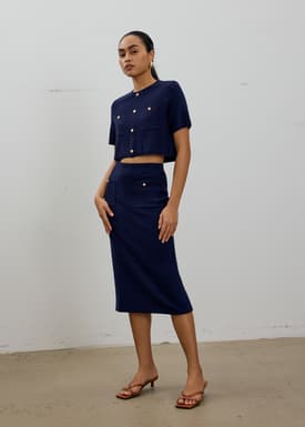 Yoko Elastic Textured Knit Midi Skirt