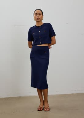 Yoko Elastic Textured Knit Midi Skirt