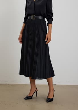 Wei Elastic Sunray Pleated Midaxi Skirt