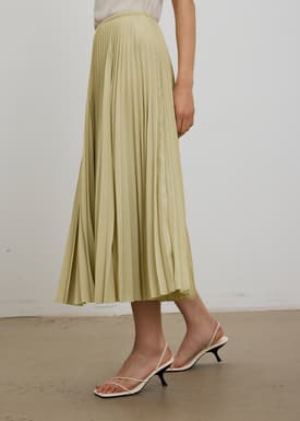 Wei Elastic Sunray Pleated Midaxi Skirt