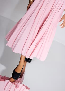Wei Elastic Sunray Pleated Midaxi Skirt