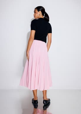 Wei Elastic Sunray Pleated Midaxi Skirt