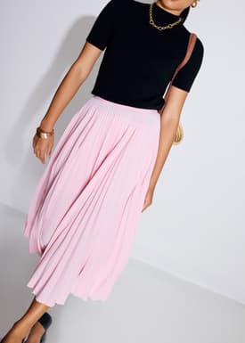 Wei Elastic Sunray Pleated Midaxi Skirt