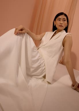 Kate High Waist Pintuck Flare Maxi Skirt