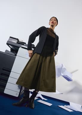 Nycha Taffeta Pleated Flare Midaxi Skirt