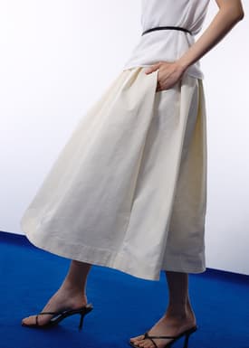 Nycha Taffeta Pleated Flare Midaxi Skirt
