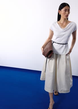 Nycha Taffeta Pleated Flare Midaxi Skirt