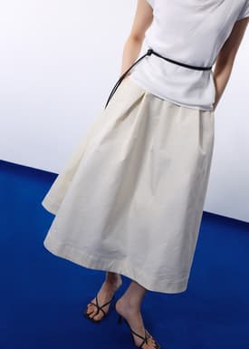 Nycha Taffeta Pleated Flare Midaxi Skirt