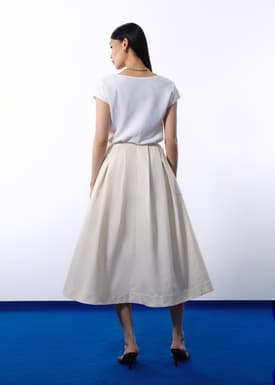 Nycha Taffeta Pleated Flare Midaxi Skirt
