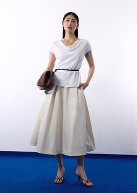 Nycha Taffeta Pleated Flare Midaxi Skirt