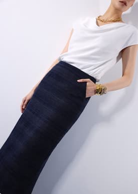 Amelia Jacquard Tweed Column Midi Skirt