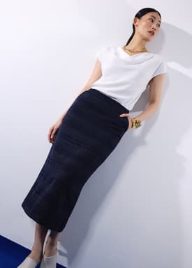 Amelia Jacquard Tweed Column Midi Skirt