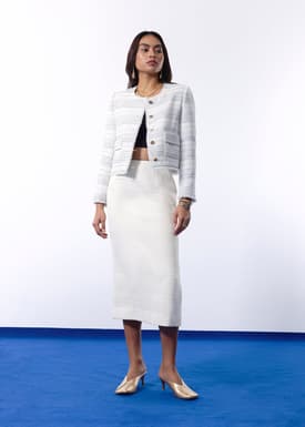 Amelia Jacquard Tweed Column Midi Skirt