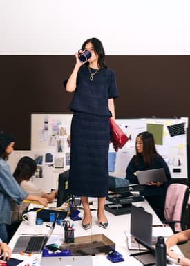 Amelia Jacquard Tweed Column Midi Skirt