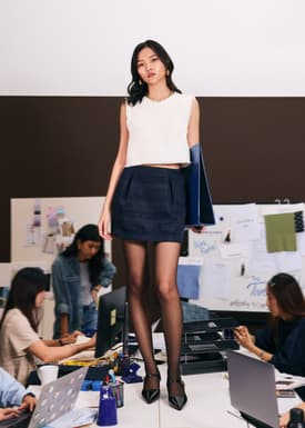 Rika Jacquard Tweed Box Pleat Mini Skirt