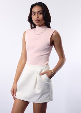 Rika Jacquard Tweed Box Pleat Mini Skirt