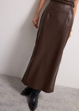 Rachel Vegan Leather Column Maxi Skirt