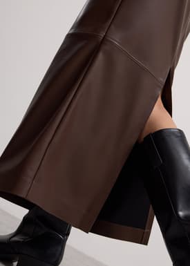 Rachel Vegan Leather Column Maxi Skirt