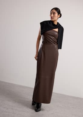 Rachel Vegan Leather Column Maxi Skirt