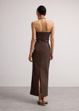Rachel Vegan Leather Column Maxi Skirt
