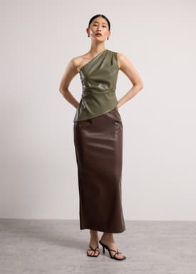 Rachel Vegan Leather Column Maxi Skirt