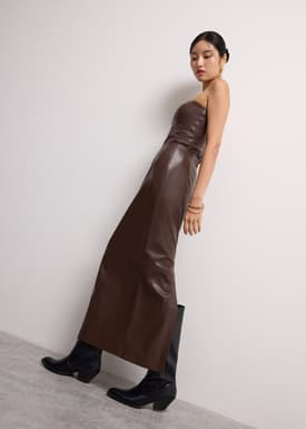 Rachel Vegan Leather Column Maxi Skirt