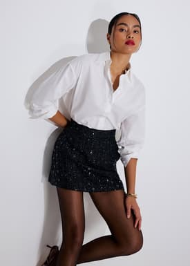 Meiyan Sequin Tweed A-line Mini Skirt