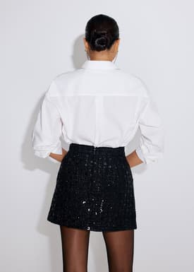 Meiyan Sequin Tweed A-line Mini Skirt
