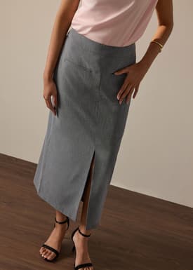 Ikumi Adjustable Waist Melange Column Midaxi Skirt