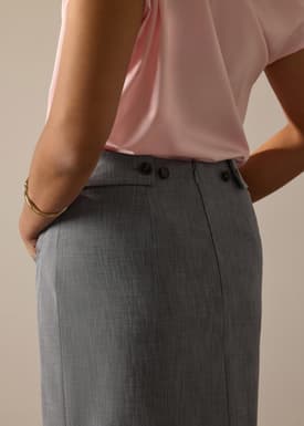 Ikumi Adjustable Waist Melange Column Midaxi Skirt