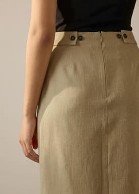 Ikumi Adjustable Waist Melange Column Midaxi Skirt