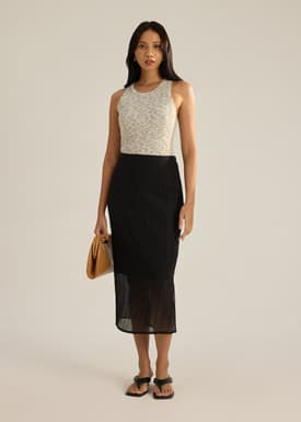 Viv Sheer Textured Column Skirt