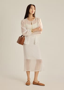 Viv Sheer Textured Column Skirt