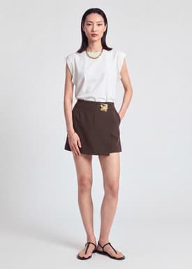 A-line Mini Skirt With Brooch