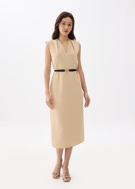 Charlotte V-neck Column Midi Dress