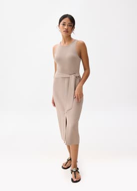 Farah Ribbed Knit Midi Dress