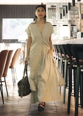 Suri Classic Linen Belted Shirt Dress