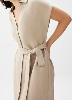 Suri Classic Linen Belted Shirt Dress