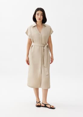 Suri Classic Linen Belted Shirt Dress