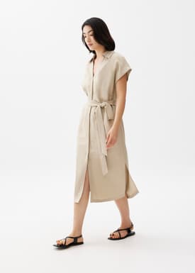 Suri Classic Linen Belted Shirt Dress