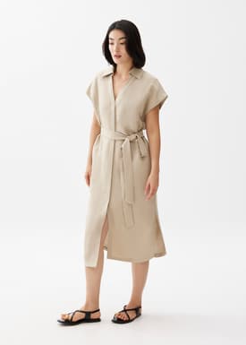 Suri Classic Linen Belted Shirt Dress
