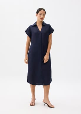Suri Classic Linen Belted Shirt Dress